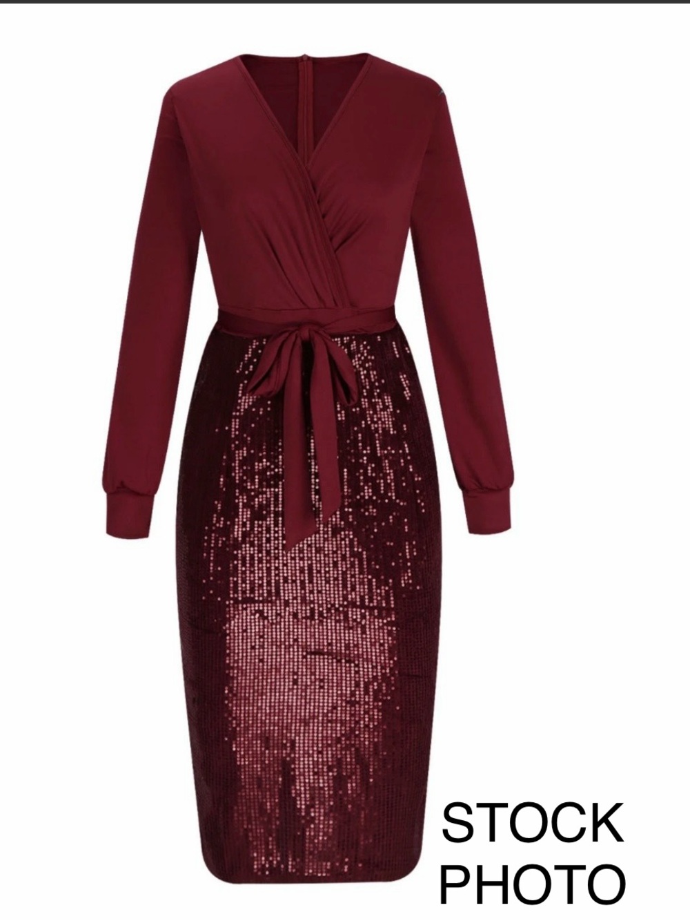 Grace Karin burgundy (wine red) long-sleeve sequin cocktail dress with Sequins L